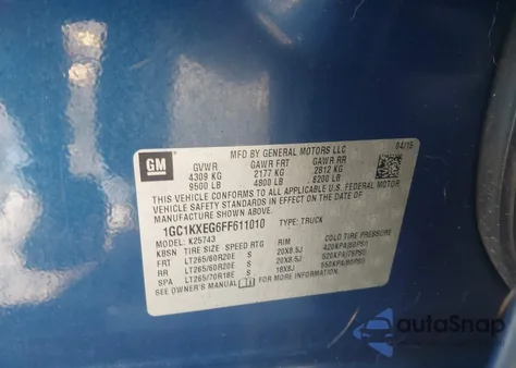 2015 Chevrolet Silverado 2500Hd High Country z USA, uszkodzony, nr VIN 1GC1KXEG6FF611010